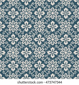 Worn out seamless background 558 vintage spiral vine round flower
