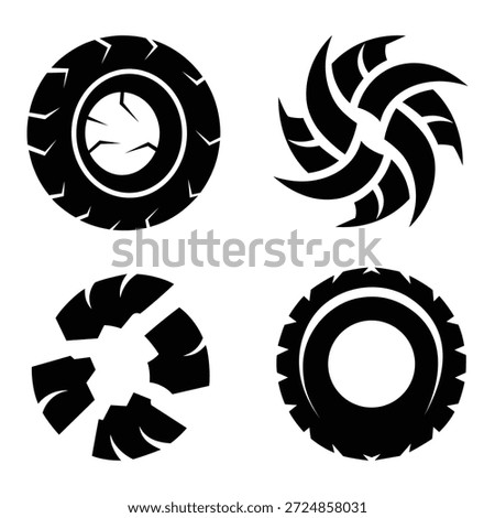 worn out tire print broken lines isolated