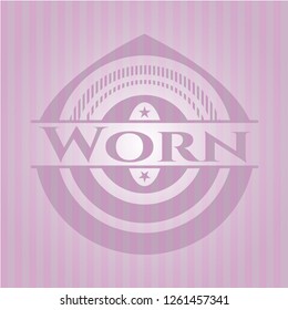 Worn retro style pink emblem