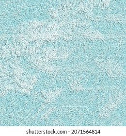 Worn terry cloth. Distressed floor carpet. Blue, soft and fluffy degraded texture.