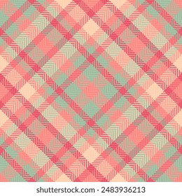Worn textile texture tartan, dimensional vector plaid seamless. New fabric background pattern check in red and pastel colors palette.