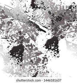Worn Texture Splatter Surface. Paint Endless Repeating Elements. Artistic Cool Splash Trends Motif. Black and White Watercolor Overlay Surface. Abstract Brush Vector illustration.