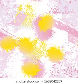 Worn Texture Splatter Surface. Paint Endless Repeating Elements. Artistic Modern Splash Trends Motif. Black and White Watercolor Overlay Surface. Abstract Brush Vector illustration.