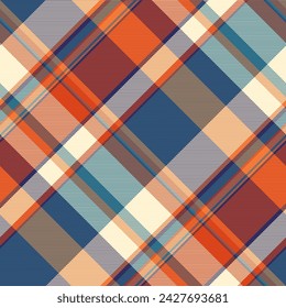 Worn vector textile check, delicate fabric plaid background. Kind tartan seamless pattern texture in indigo and cyan color.