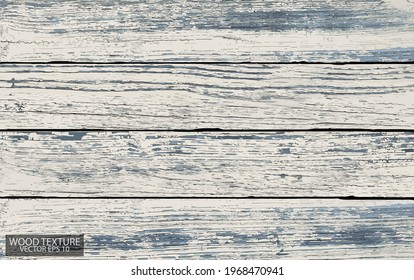 Worn wooden boards painted white and blue. Old wood texture, EPS 10 vector.