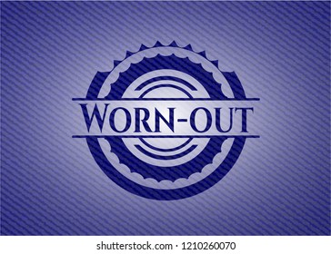 Worn-out badge with denim texture