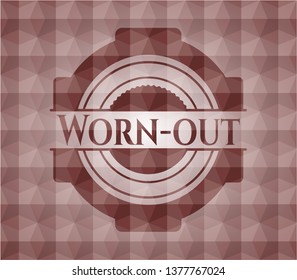 Worn-out red polygonal badge. Seamless.