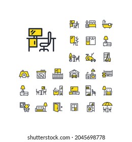 Worplace line icon in set on the white background. Two-color high quality outline symbol for web design or mobile app.