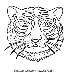 worried bearded tiger hand drawn vector