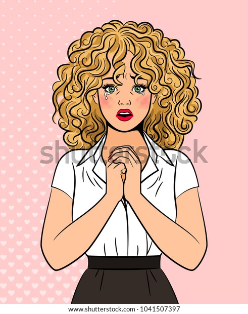 Worried Beautiful Pop Art Style Woman Stock Vector Royalty Free