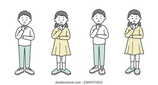 A worried boy and girl with their hands on their faces