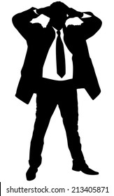 worried businessman in coat, vector 