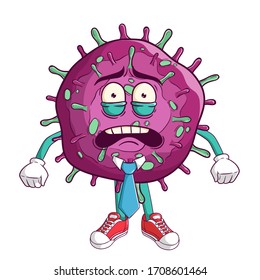 worried businessman of corona virus covid-19 cartoon character with funny expression