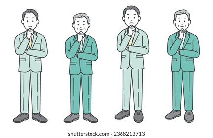 A worried businessman with his hand on his face
