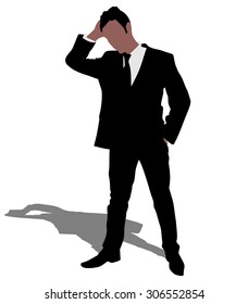 Worried businessman, vector 