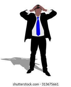 Worried businessman, vector 