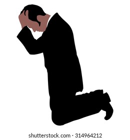 Worried businessman, vector 