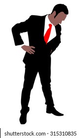 Worried businessman, vector 