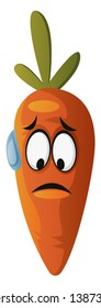 Worried carrot face illustration vector on white background