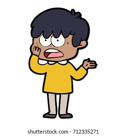 worried cartoon boy