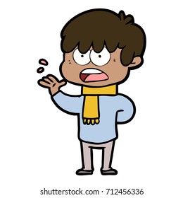 niño de caricatura preocupado