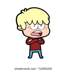 niño de caricatura preocupado