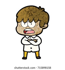 niño de caricatura preocupado