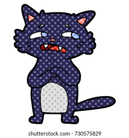 gato de dibujos animados preocupado