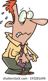worried cartoon man sweating
