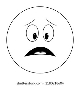 Worried chat emoticon in black and white