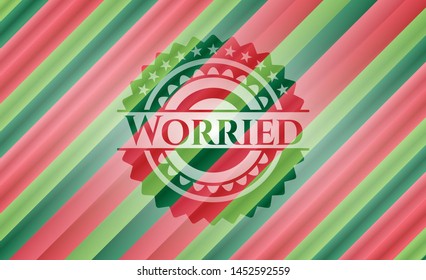 Worried christmas emblem background. Vector Illustration. Detailed.