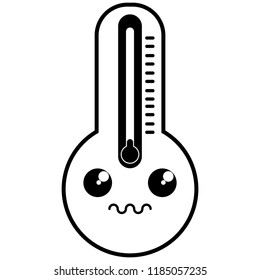 Worried cold thermometer icon. Vector illustration design