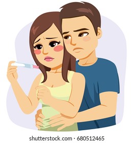 Worried couple with negative result on pregnancy test
