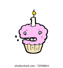 worried cupcake cartoon