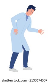 Worried doctor semi flat color vector character. Posing figure. Full body person on white. Upset and anxious physician simple cartoon style illustration for web graphic design and animation