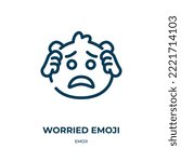 Worried emoji icon. Linear vector illustration from emoji collection. Outline worried emoji icon vector. Thin line symbol for use on web and mobile apps, logo, print media.