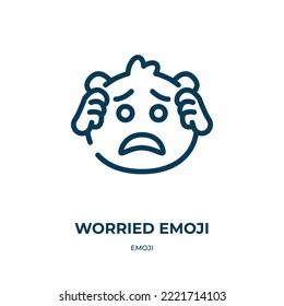 Worried emoji icon. Linear vector illustration from emoji collection. Outline worried emoji icon vector. Thin line symbol for use on web and mobile apps, logo, print media.