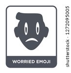 worried emoji icon vector on white background, worried emoji trendy filled icons from Emoji collection, worried emoji simple element illustration