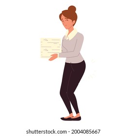 worried employee woman with papers