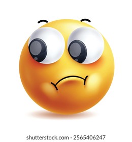 Worried face clipart vector character. 3d emoji clip art with anxiety, stress, upset, confused and bothered facial expression in white background yellow icon reactions. Vector illustrations worried 