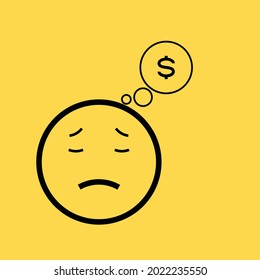 The worried face emoji of someone who doesn't have money