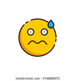 Worried Face Emoticon Vector Icon Symbol Isolated On White Background