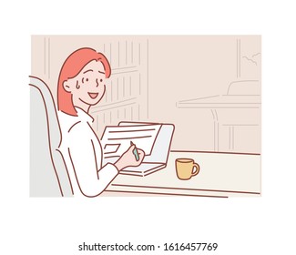 Worried frustrated woman shocked by bad news or rejection reading letter, stressed girl troubled with financial problem. Hand drawn style vector design illustrations.