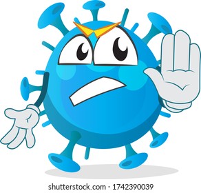 worried funny virus character says you to stop