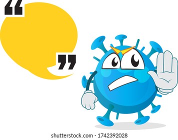 worried funny virus character says to stop with a speech bubble