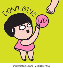 Worried Girl Give Up To Someone. Don't Give Up Concept Card Character illustration