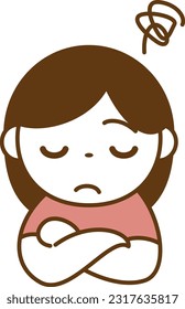 worried girl. Icon-like person's facial expression illustration