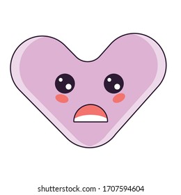 
Worried Love Kawaii expression cute character funny and emoticon theme Vector illustration