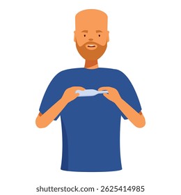 Worried man holding pregnancy test waiting for result, healthcare and medical concept