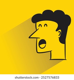 worried man icon with shadow on yellow background